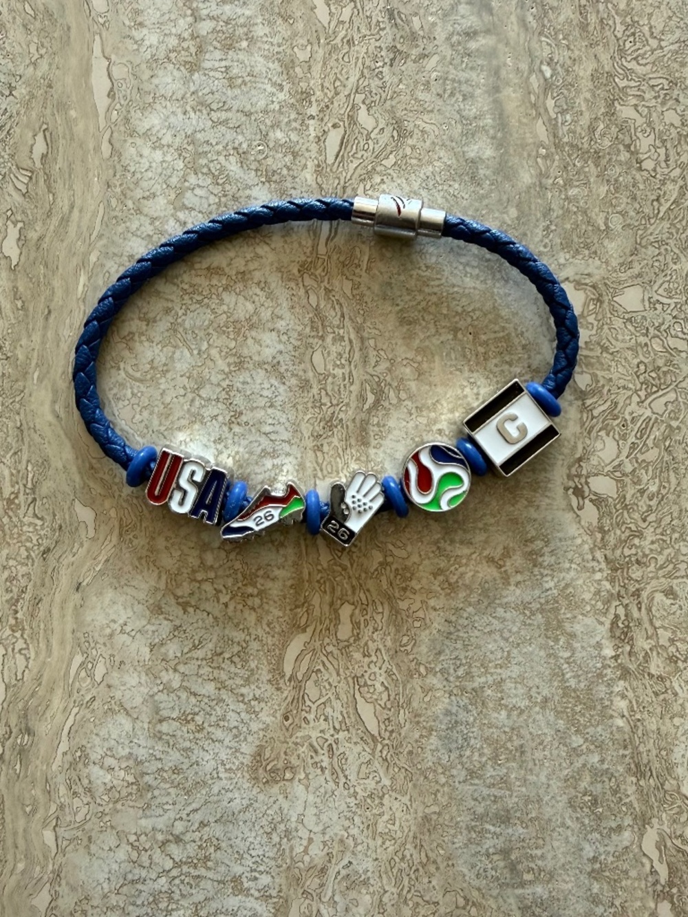 FIFA WORLD CUP 2026 AUTHENTIC USA Braided Cord Beaded Charm Bracelet